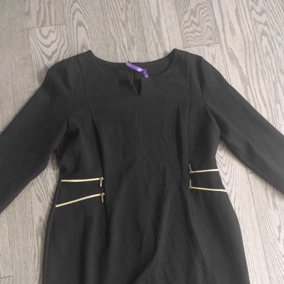 Seraphine Black Midi Dress with Yellow Accents - Picture 6 of 12